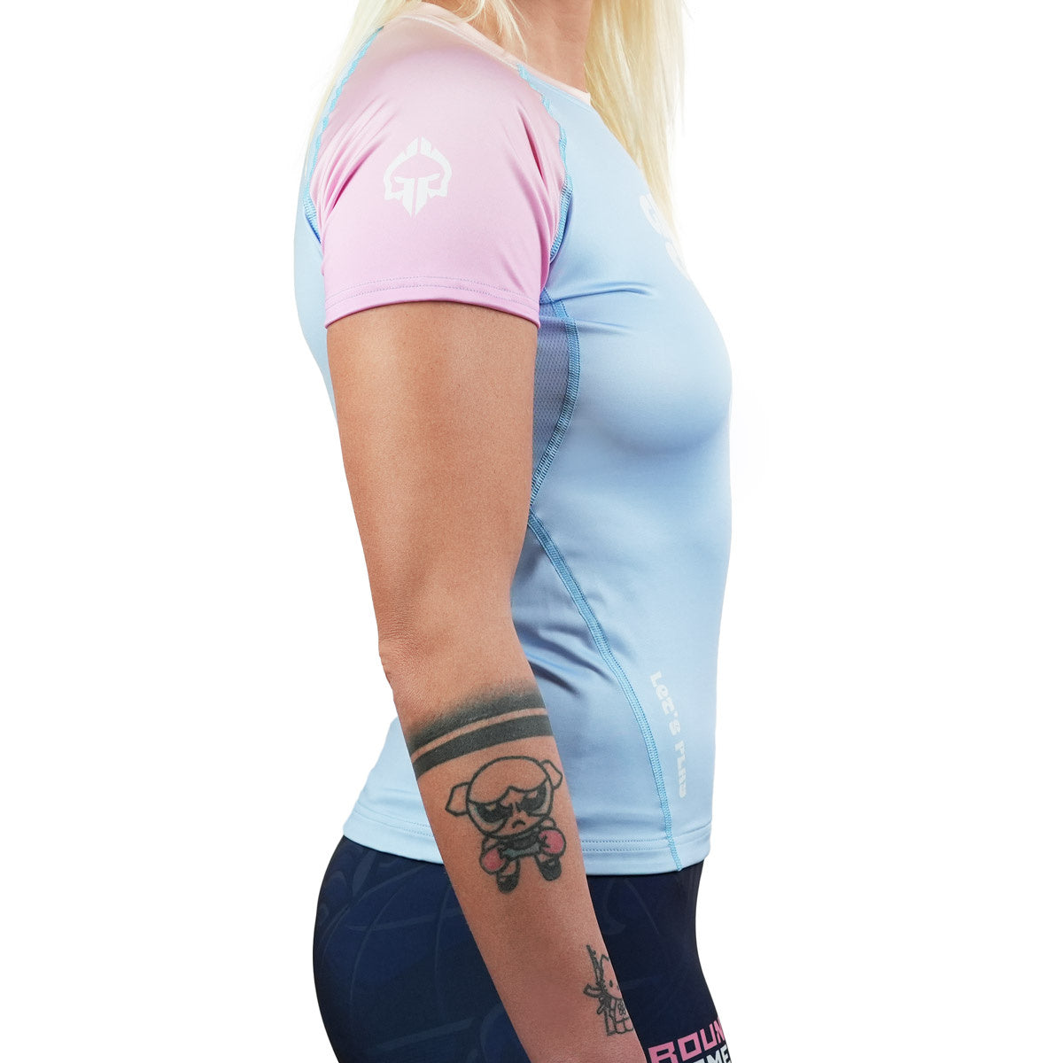 Women's Rashguard Athletic Light Blue short sleeve