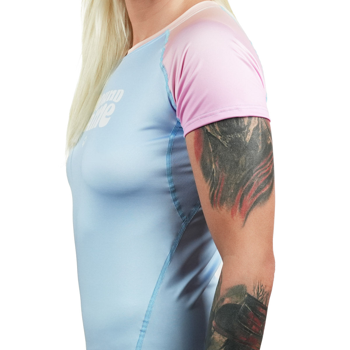 Women's Rashguard Athletic Light Blue short sleeve