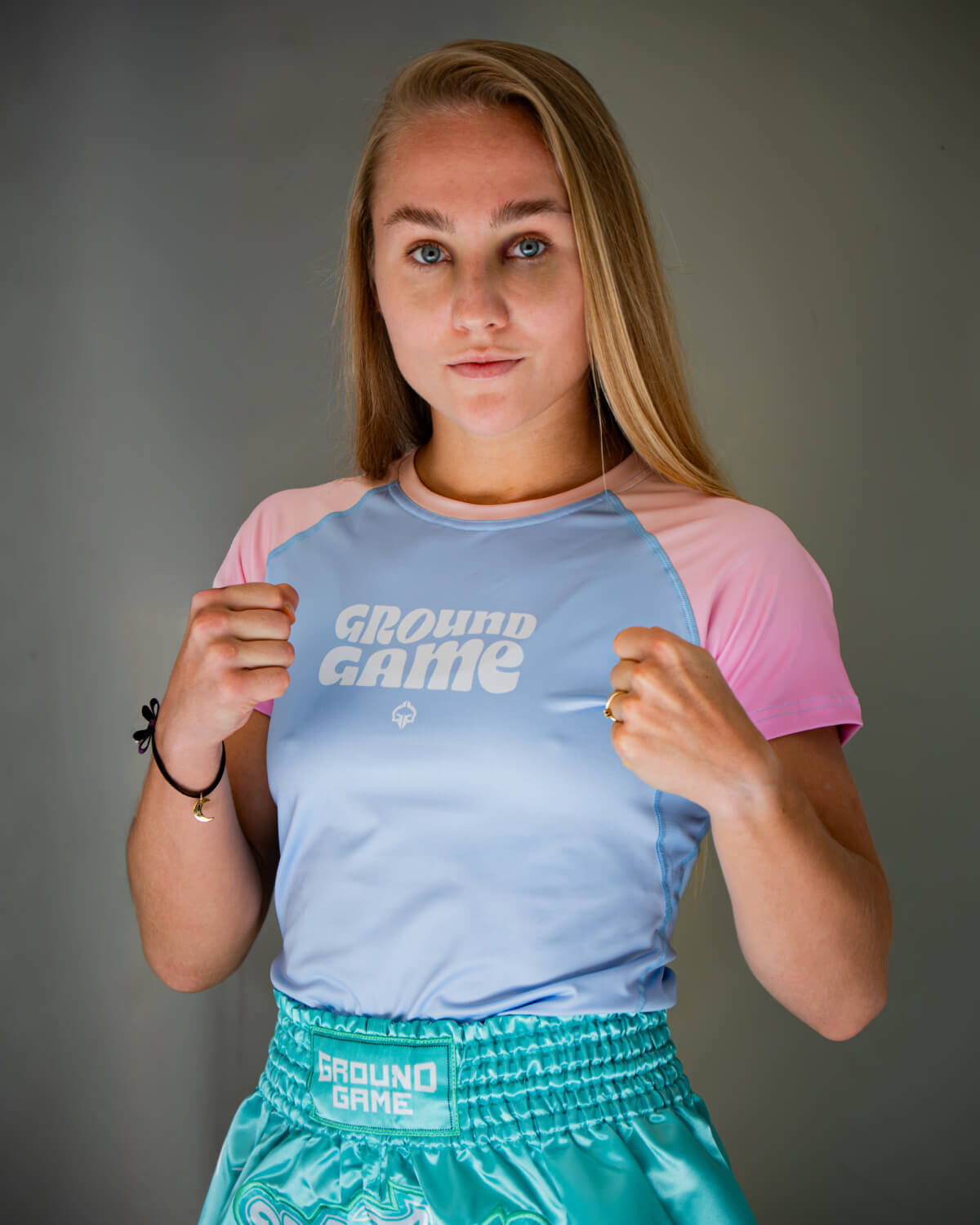 Women's Rashguard Athletic Light Blue short sleeve