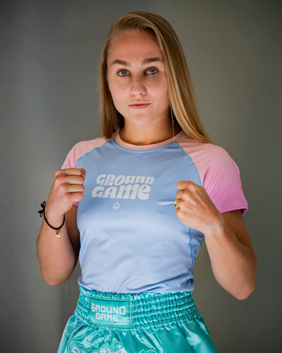 Women's Rashguard Athletic Light Blue short sleeve